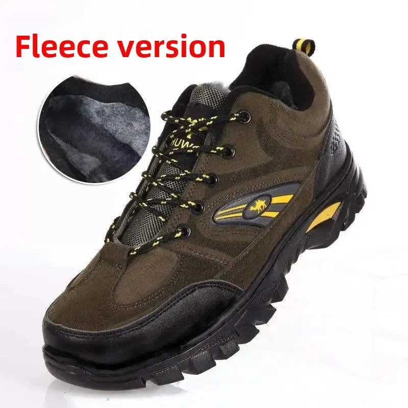 Men's Winter Fleece Lined Cotton Climbing Shoes Outdoor Casual Travel Work Shoes Anti Slip Warm Rubber Sole Ankle Length Boots