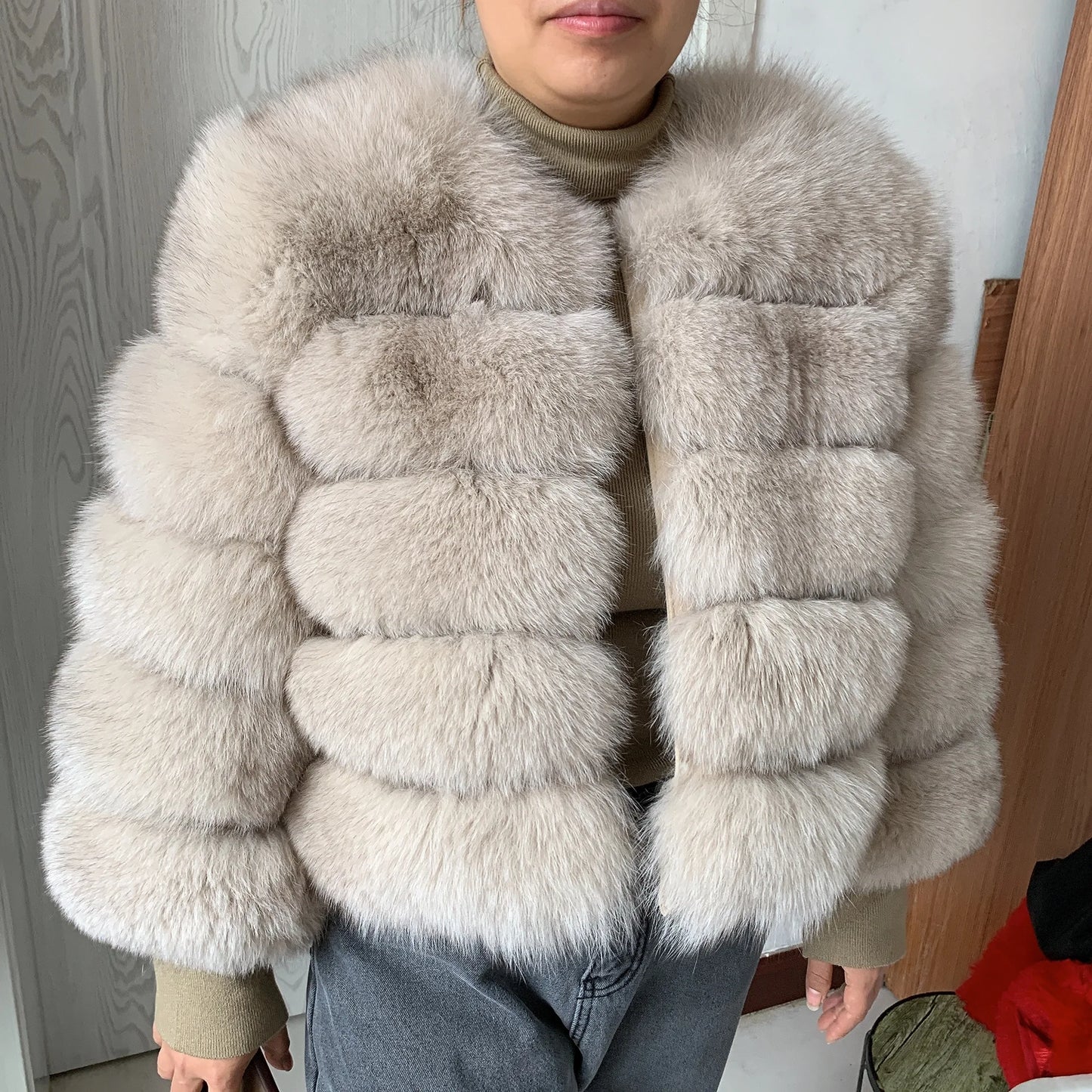 New Real fox fur coat women's winter warm 100% natural fur jacket Short Raccoon fur coat women's  high quality hot sale