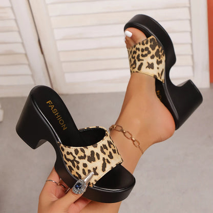 Summer Women Sandals Open-Toe Thick Platform Sandals Flip Flops Outdoor Chunky Heel Fashion Minimalist High Heels Shoes Women