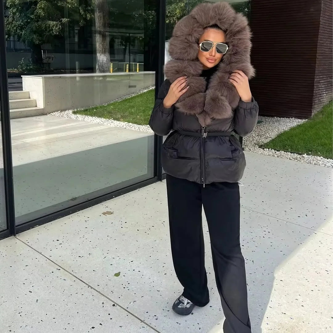 OFTBUY Winter Clothing Puffer Jacket Women Real Fox Fur Hooded Thick Warm 90% White Duck Down Coat Female Parkas Waterproof