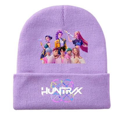 K Pop Demon Girls Knitted Hats Kpop Hunter Cartoon Children Headgear Cotton Winter Cute Cap Anime Kids Navidad Birthday Gifts