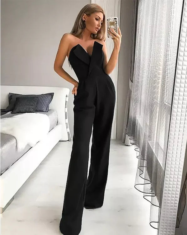 Jumpsuits for Women Jumpsuits Sexy Strapless Slim Office Lady  Elegant Chic Sleeveless Black White Red Casual Romper Bodysuit