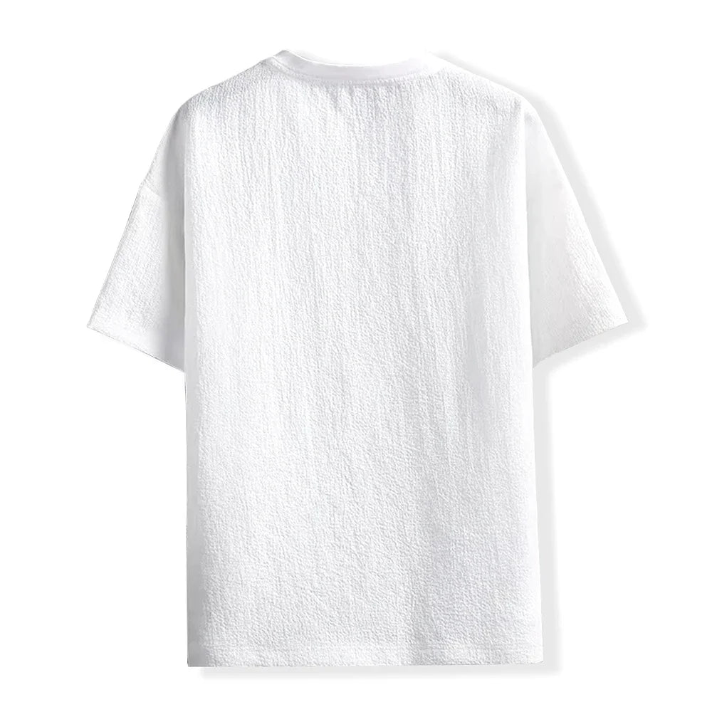 New Men's Casual T Shirt Ant Wrinkles T-Shirt Summer Half-Sleeved Loose Fashion T Shirt Base Shirt Solid Handsome Short-Sleeved