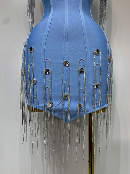 Women Sexy Backless Spaghetti Strap Bodycon Sleeveless Bandage Dress 2025 Elegant Prom Gown Club Evening Party Birthday Dresses