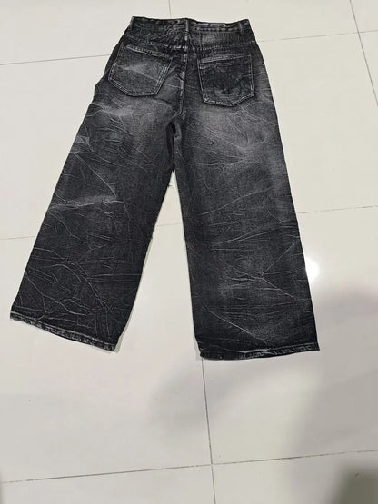 2025 New Gothic Retro Oversized Baggy Fit Unisex Mopping Pants Y2K  High Street Spider Embroidered Patch Hip Hop Streetwear