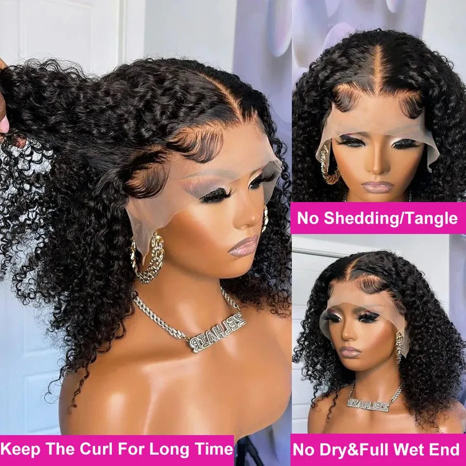 13X6 Hd Lace Frontal Human Hair Wig Curly Lace Front Wig Deep Water Wave Short Bob Frontal Wigs 100% Brazilian For Women Choice