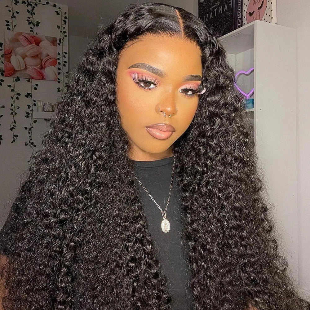CEXXY 300% High Density Deep Wave 13x6 HD Lace Frontal Wig Brazilian Curly Water Wave Lace Frontal Wigs 36 Inches For Women