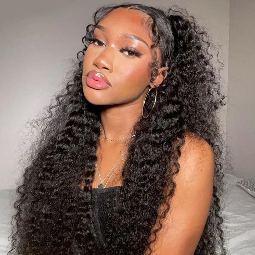 CEXXY 300% High Density Deep Wave 13x6 HD Lace Frontal Wig Brazilian Curly Water Wave Lace Frontal Wigs 36 Inches For Women