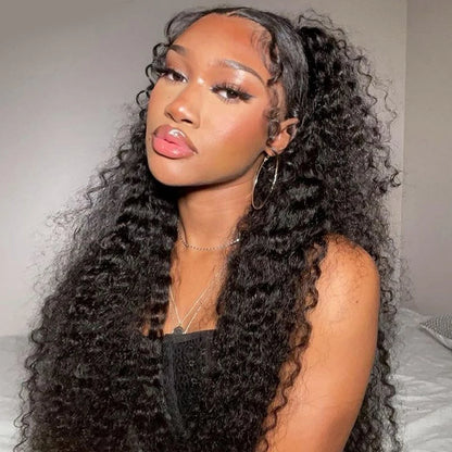CEXXY 300% High Density Deep Wave 13x6 HD Lace Frontal Wig Brazilian Curly Water Wave Lace Frontal Wigs 36 Inches For Women