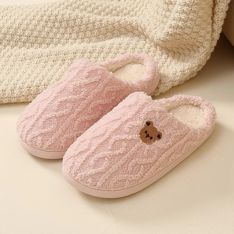 Cotton slippers for women in autumn and winter, new indoor and household anti slip warm plush slippers for men