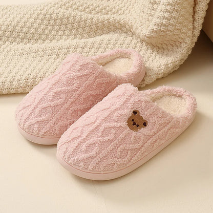 Cotton slippers for women in autumn and winter, new indoor and household anti slip warm plush slippers for men