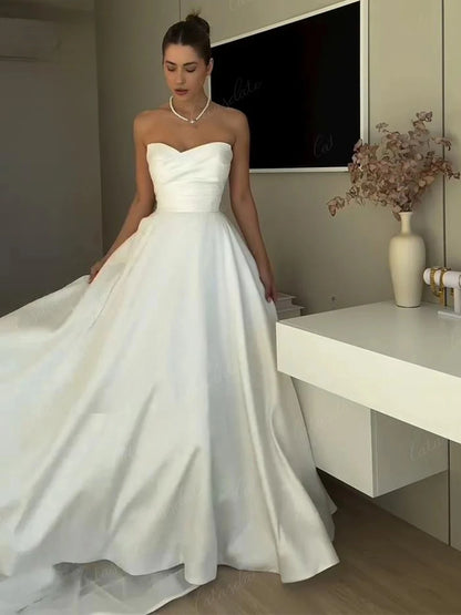 Satin Wedding Dresses Woman Evening Elegant Party Dresses for Women Luxury Woman Party Dress Elegant Dress Prom Gown Formal