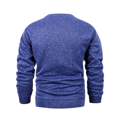 New Mens Round Neck Sweatshirt Solid Color Loose Casual Pullover Men Fashion Warm Long Sleeve Hoodies Men Clothing