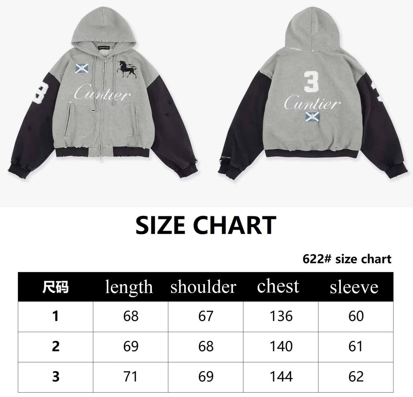 Project G/R Patchwork Fake Two-piece Zipper Jacket High-quality Casual Men's Women's  Embroidered Zip Up Sweatshirts