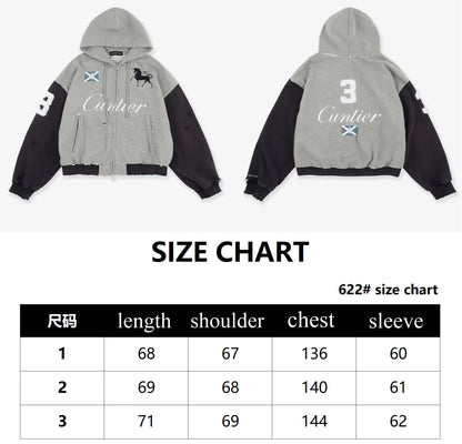 Project G/R Patchwork Fake Two-piece Zipper Jacket High-quality Casual Men's Women's  Embroidered Zip Up Sweatshirts