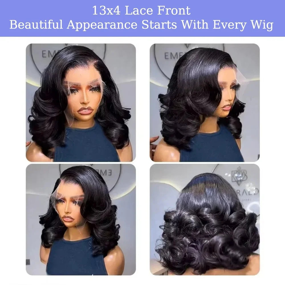 Bob Wig Body Wave 13x4 HD Lace Front Short Human Hair Wigs 4x4 Closure Lace Frontal Human Hair Brazilian Bob Wigs For Women