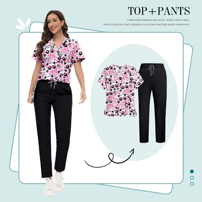 Scrubs Uniforms Sets High-quality Medical Scrub Multicolor Animal Printed Women Scrub Tops Medical Scrubs Uniform Nurse Lab Wear