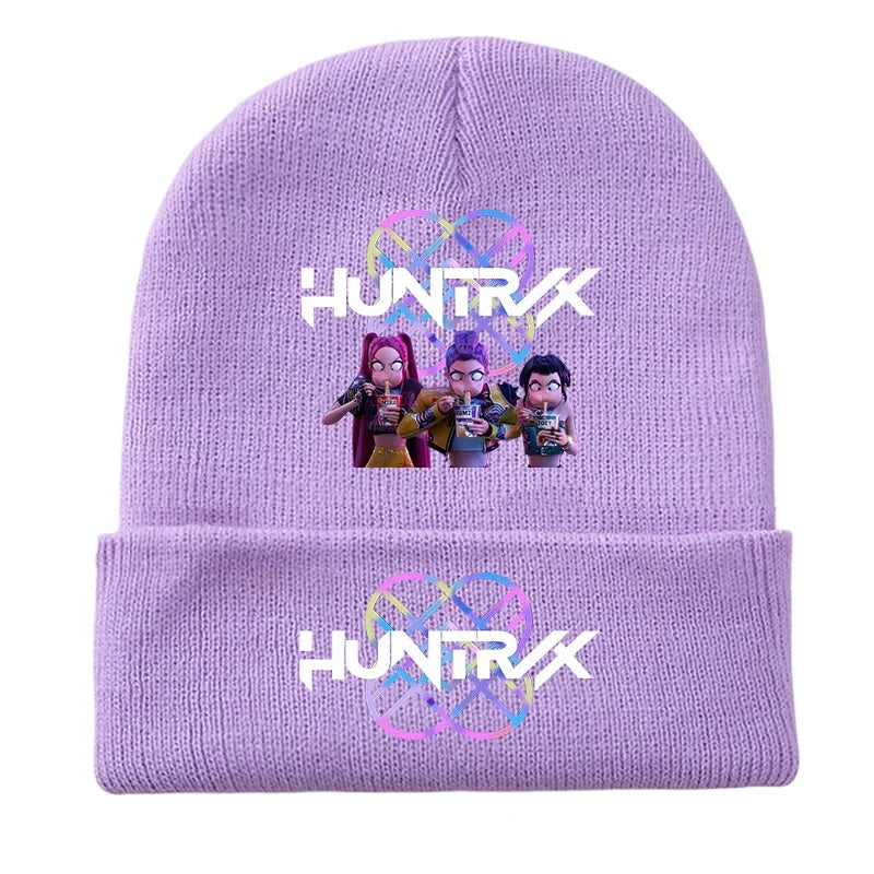 K Pop Demon Girls Knitted Hats Kpop Hunter Cartoon Children Headgear Cotton Winter Cute Cap Anime Kids Navidad Birthday Gifts