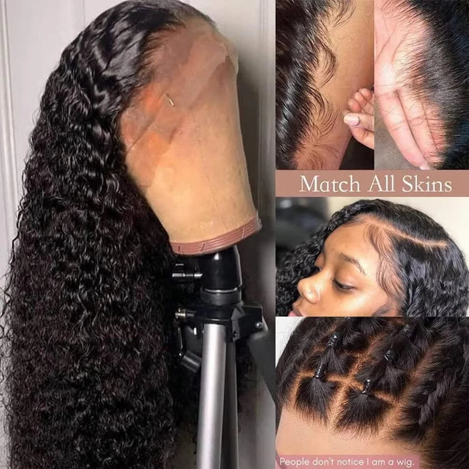 Kinky Curly 13x4 Lace Front Human Hair Wigs For Women 30 inch Indian Deep Curly Lace Frontal Wig Wet And Wavy Lace Closure Wigs