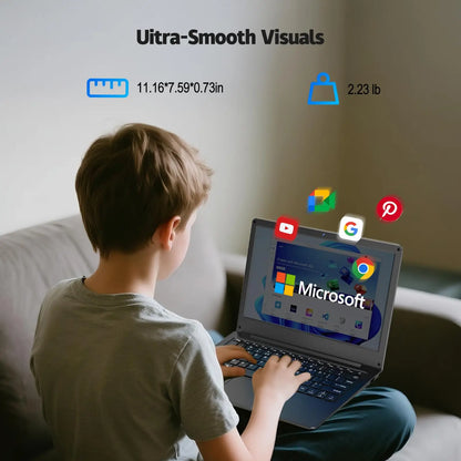 11.6 Inch Laptop, OS 11 Pro System Laptops, Slim and Lightweight Notebook HD Display, Russian- English Keyboard,Type_C 4000mAh