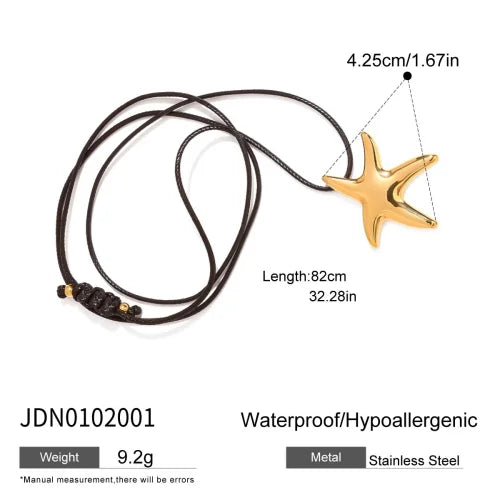 Youthway Trendy Stainless Steel Waterproof Irregular Geometric Metal Wax Rope Necklace Gold Silver For Women Jewelry Gift