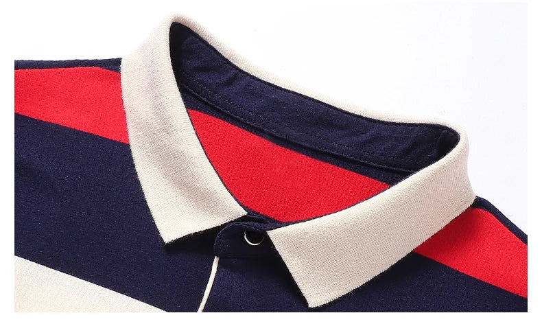 Spring Men Polo Shirt Cotton Long Sleeve Stripe Polo Shirt Men Autumn Embroidery Casual Fashion Polo Shirt Business T-shirts Men