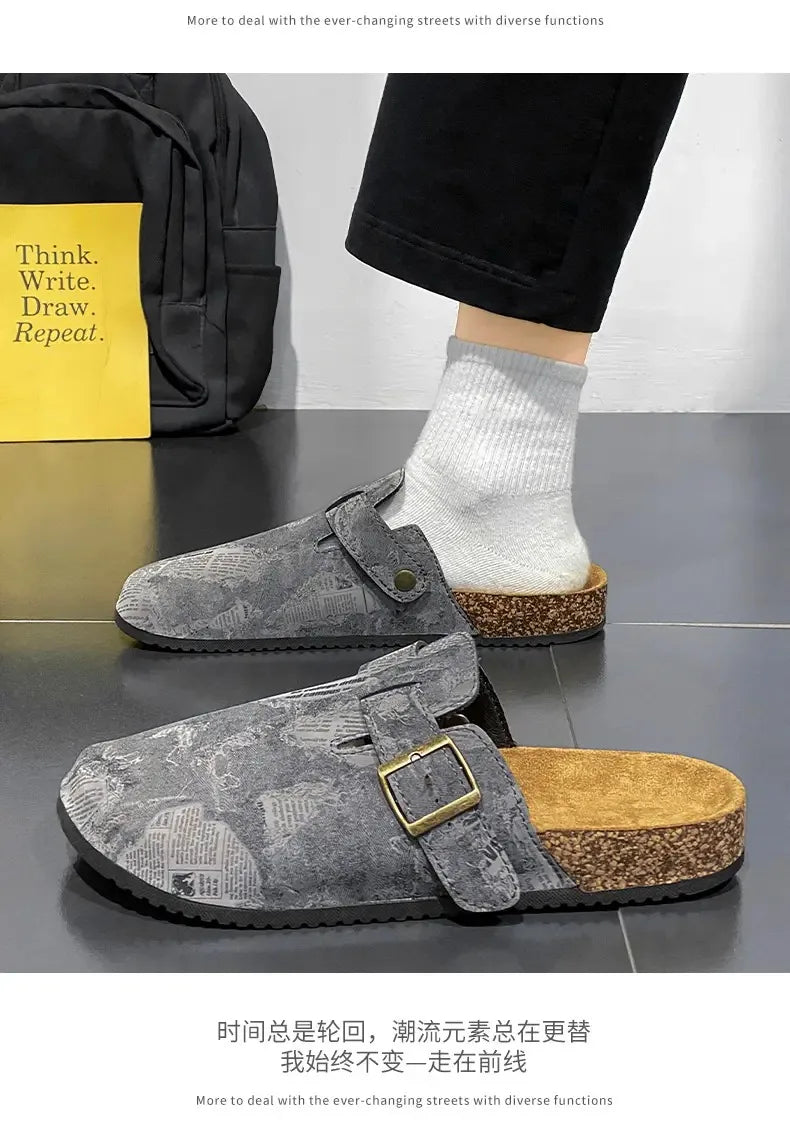 Couple Cork Clogs Slippers Fashion Soft Footbed Suede Beach Slides With Arch Support Girls Outdoor Muller Shoes womens sandals