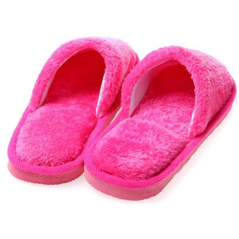 Soft Plush Cotton Slippers Shoes Autumn Winter Couple Unisex Non-Slip Floor Indoor Home Furry Slippers Women Shoes For Bedroom