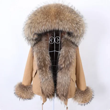 MAOMAOKONG 2025 & 2026 Real Fur Coat New Fashion Fox Fur Collar Winter Women's clothing Removable Lining Thickened Jacket Short Parka