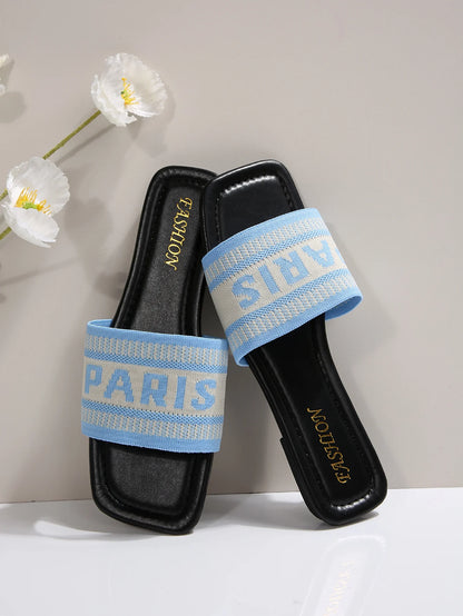 Fashionable Classic Simplicity Sandals Slides Women New Slippers Cloth Cover Letter Outdoor Casual Flat Bottom Slippers Women