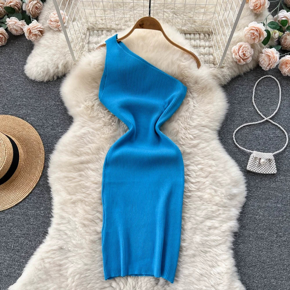 Solid New Chic Fashion Sexy Package Hips Mini Dress Women Summer Slim Elastic Knitted Party Dress Streetwear Lady Outfits