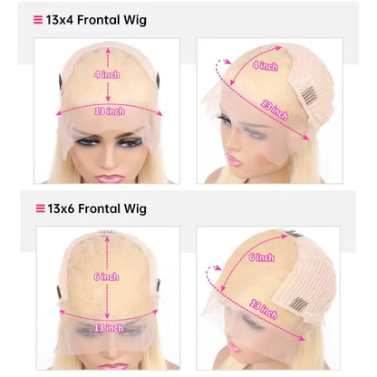 613 Blonde Bob Wig Human Hair Straight 12 Inch 180% Density 13x4 HD Transparent Lace Front Wigs Virgin Brazilian Hair For Women