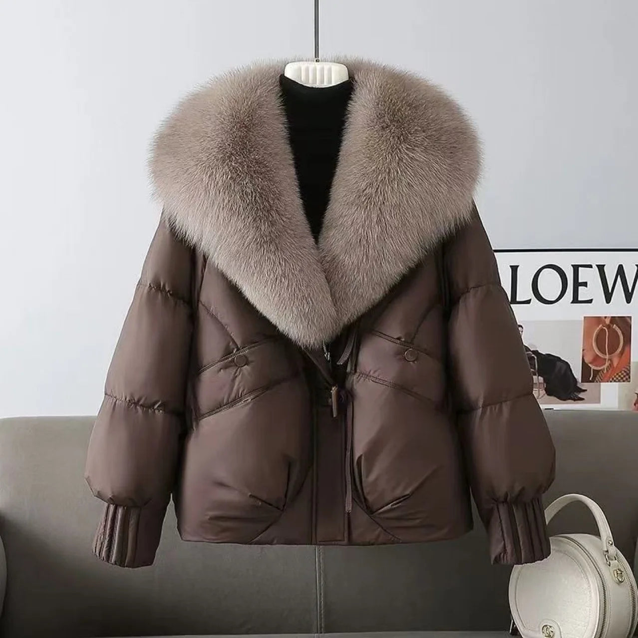 Fashion Winter Jacket Women New Korean Big Fur Collar Thick Down Cotton Jacket Parkas Female Short Coat Slim Warm Outerwear