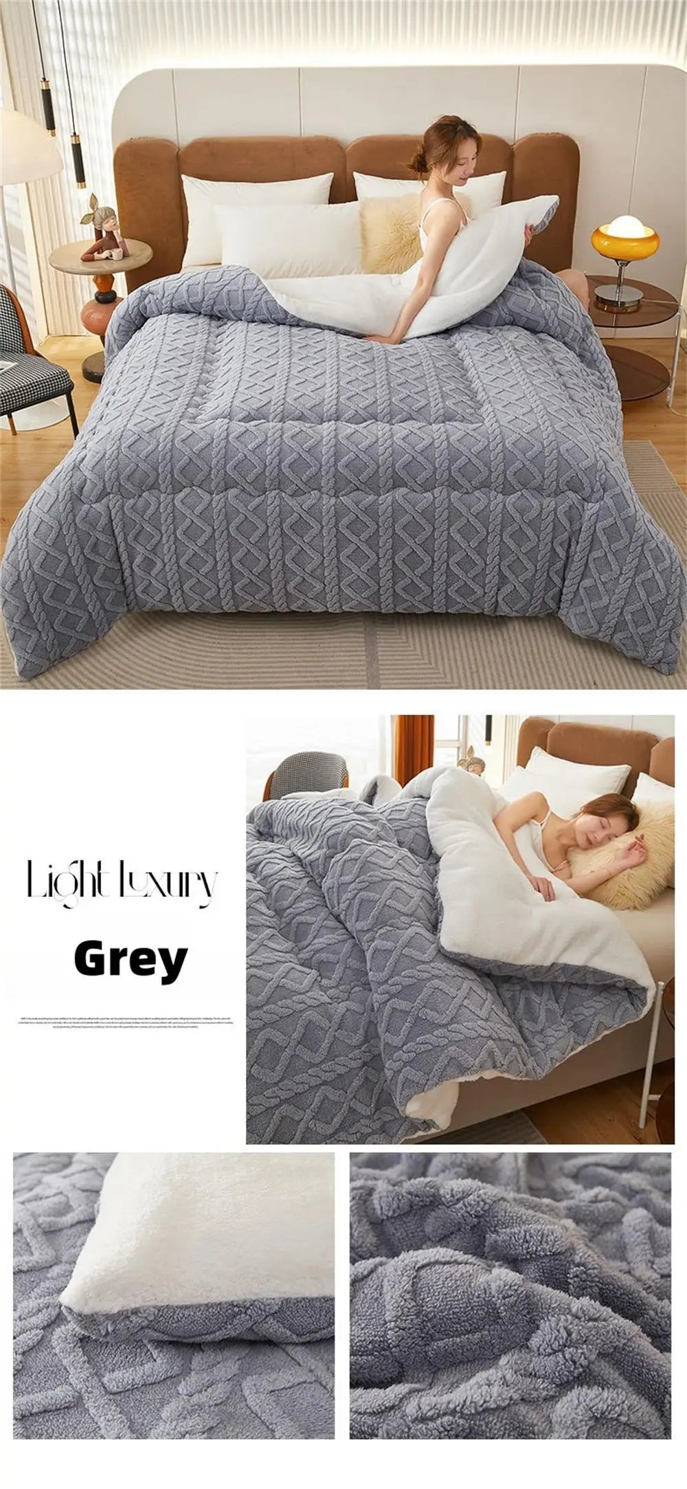 New Super Thick Winter Warm Blanket for Bed Artificial Lamb Cashmere Weighted Blankets Soft Comfortable Warmth Quilt Comforter