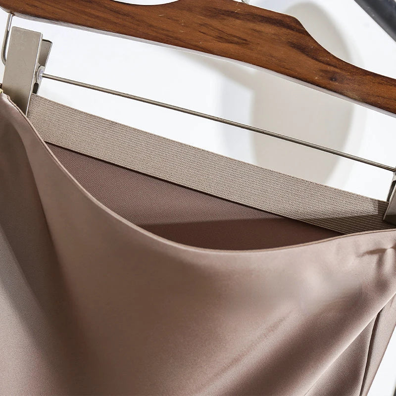 Acetic Satin Fishtail Skirt Woman Korean Fashion Elastic High Waist Skirts for Women Spring/summer 2026 New Slim Long Dresses