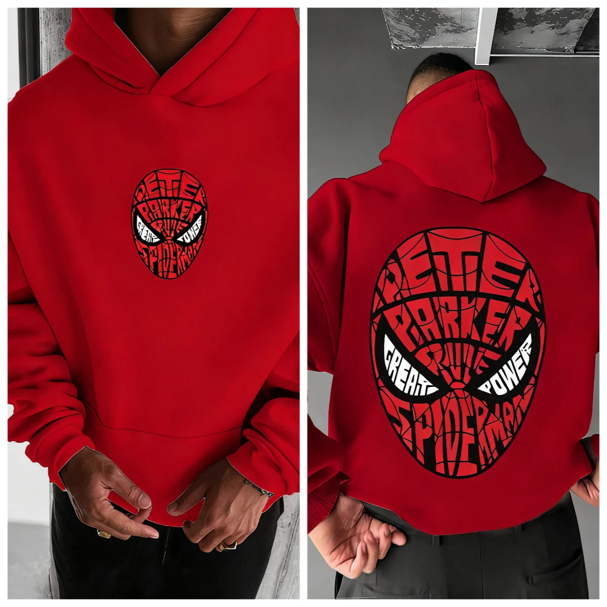 Marvel Spider Man Cotton Hoodie Autumn Winter Warm Wear Versatile Pocket Design for Casual Travel and Mountain Climbing
