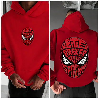 Marvel Spider Man Cotton Hoodie Autumn Winter Warm Wear Versatile Pocket Design for Casual Travel and Mountain Climbing