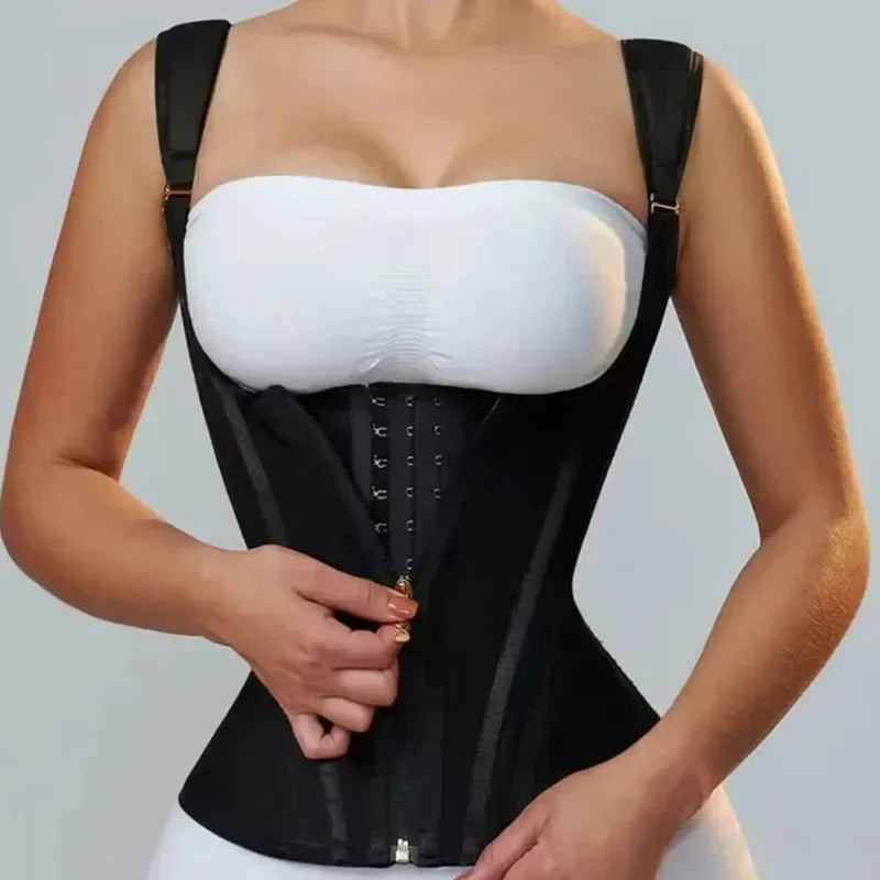 Body Shaper Shapewear Women Double Tummy Control Compression Waist Trainer Corset Adjustable Zipper and Hook-eyes Flat Belly