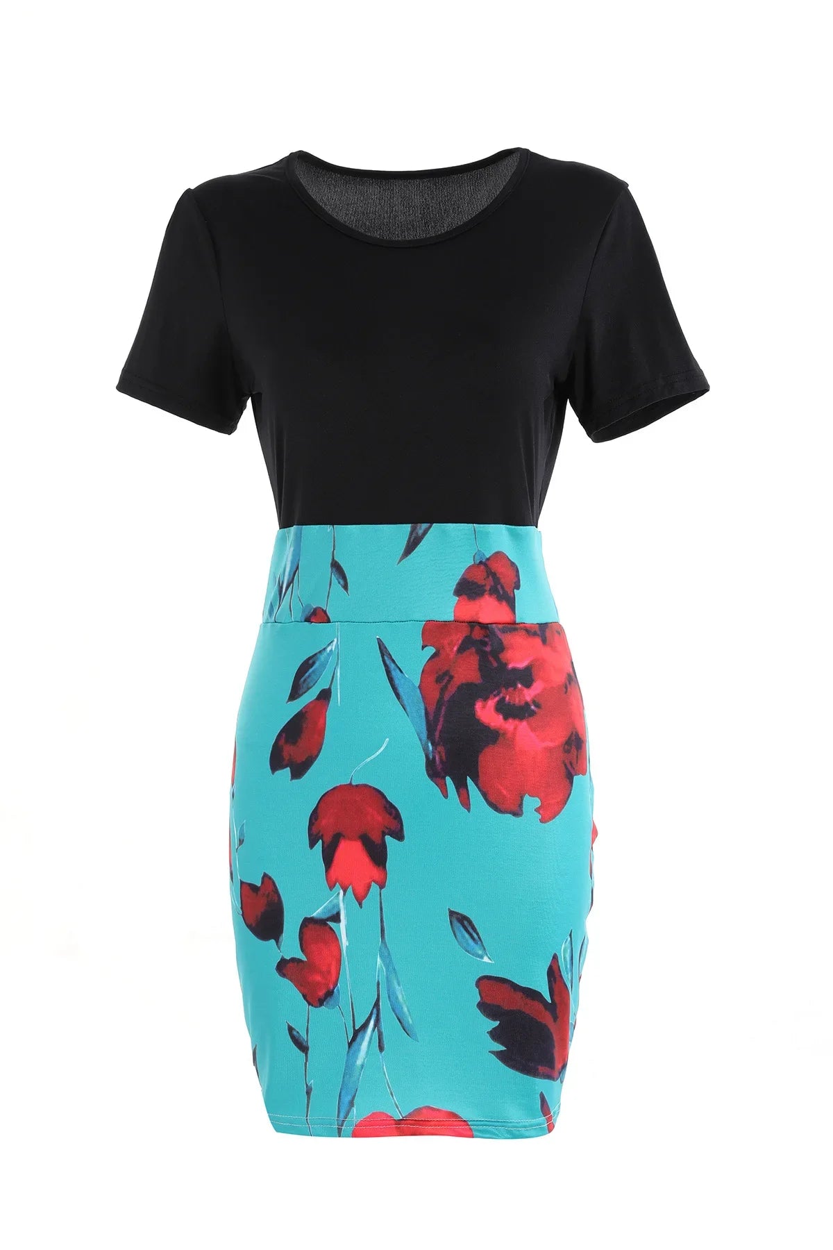 Women's Color Block Bodycon Mini Skirt - Sexy High Waist Floral Print Short Skirt, Tight Clubwear for Party/Night Out