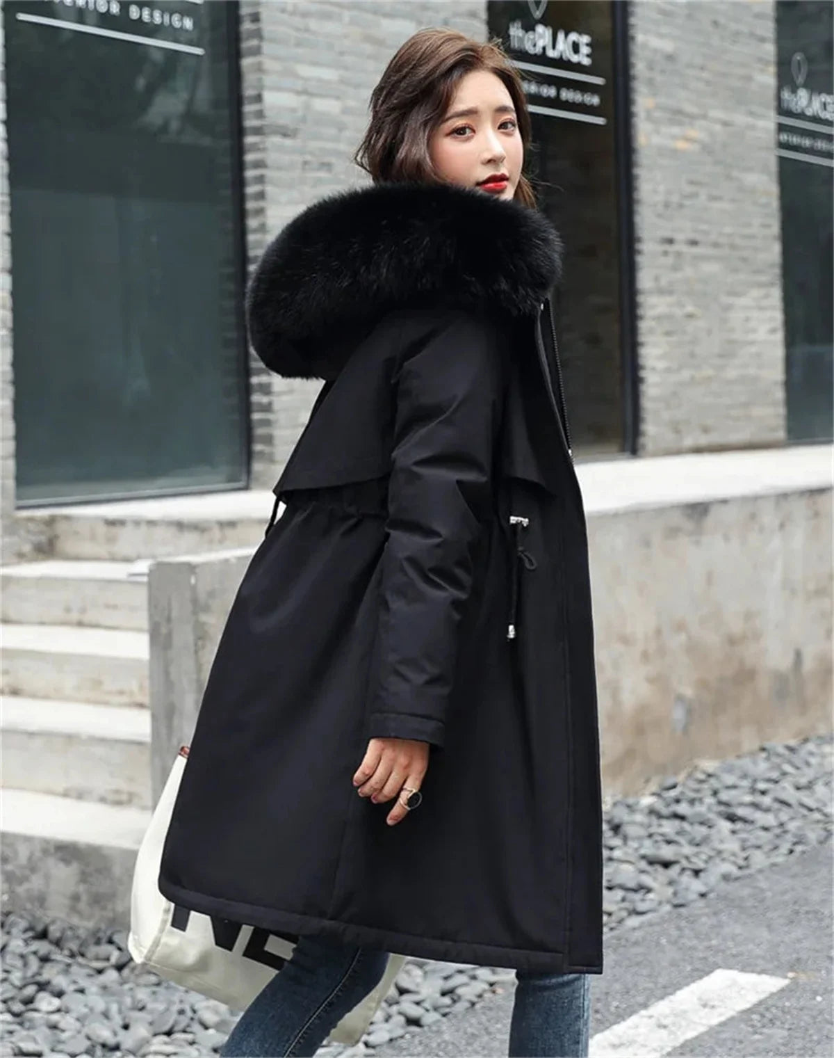 Winter Parka Jacket For Women 2025 New In Long Sleeve Clothes Fashion Hooded Vintage Coat Thick Warm Casual Medium Length Coats