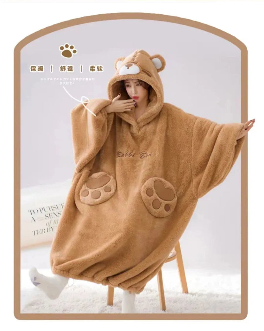 WOSTAR Winter soft Sherpa blanket with sleeves Pocket Hooded wearable Blankets Ultra Plush Outdoor Warm Flannel hoodie Blanket