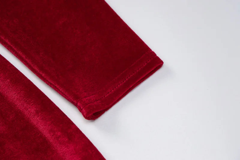 Women Elegant Long Sleeve Party Evening Velvet Bodycon Split Pencil Midi Dress 2025 Spring Autumn Clothes