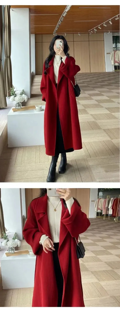 Plus Size New Hot Sale Of The Season Women's Woolen Coat Medium Length Versatile Small Size Tweed Outerwear Autumn Winter Fas...