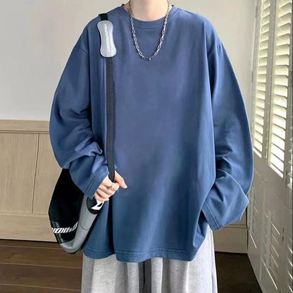 High Street Printing Plus Size Youth Tops Men's Spring Autumn New Trend Long Sleeve Fashion T Shirts Casual Korean Men Clothing