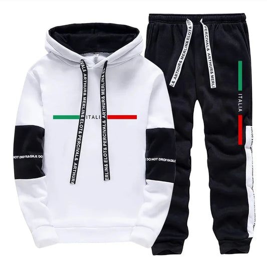 Mens Tracksuit Printed Casual Sweatshirts Sweatpants Outdoors Sports Jogging Mens Clothing Single Piece Hoodie Pants Sportswear