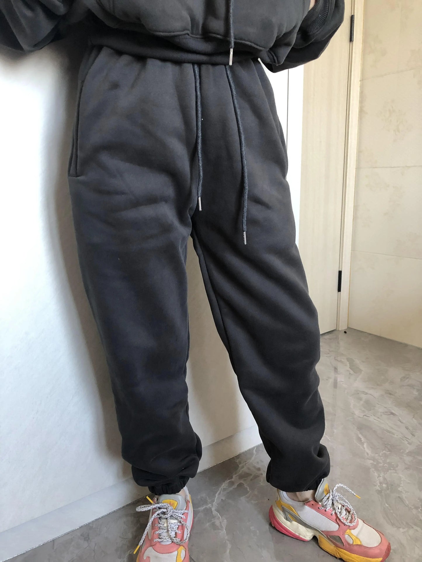 Wholesale Fleece Hoodie with Jogger Pant Sweat Suit Fall Winter 2 Piece Set Tracksuit Women Sports Outfit Two Piece Solid Casual