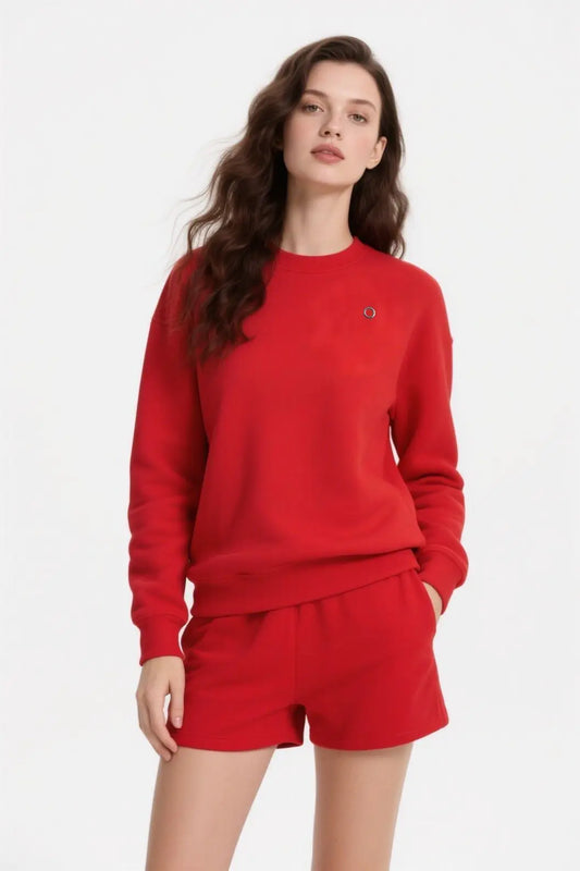 Loose yoga round-neck sweatshirt for men and women American three-dimensional reflective logo casual