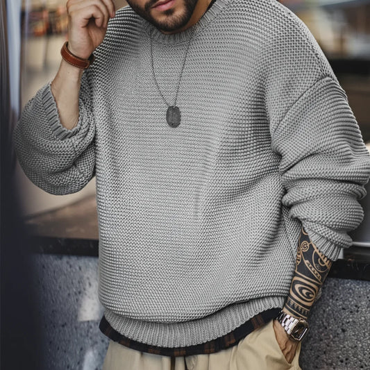 Maden Retro Heavyweight Knitted Sweater Loose Round Neck Pullover Warm Versatile Base Layer Knitwear for Men's Autumn and Winter