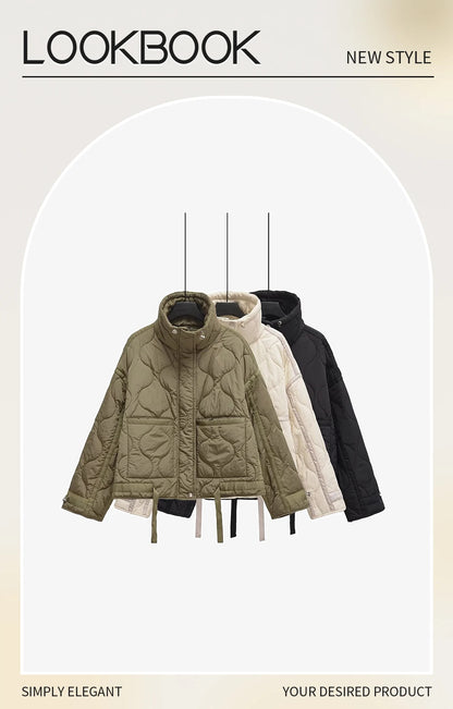 Women's Cotton Robe Zipper Solid Color Large Pocket Long Sleeve Winter New Jacket Cotton Robe