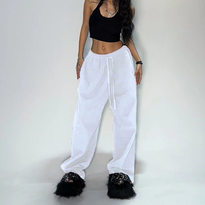 Casual and Comfy Grey Sweatpants for Women with Starchy Waist Loose Fit and Parachute Pants